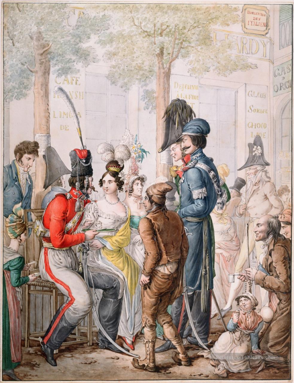 Cosaques a Paris pendentif occupation des troupes alliees en 1814 Georg Emanuel Opiz caricature Peintures à l'huile